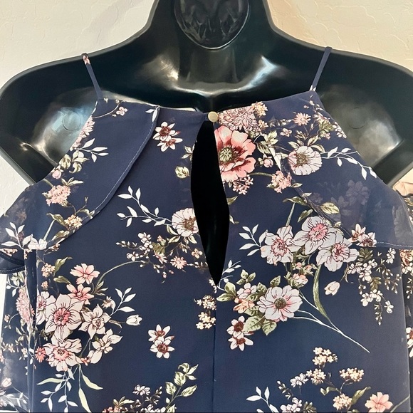 BLUE Floral Cold Shoulder Top - Picture 5 of 5
